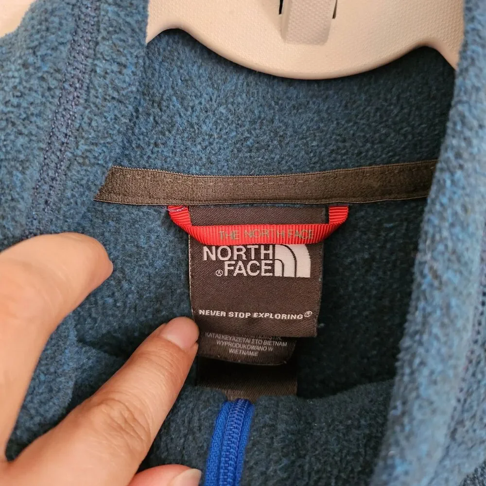 The North Face Sweater Mens Large Blue 1/4 Zip Fleece Mock Neck Outdoor Hiking